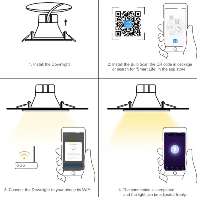 HomeOne Smart RGB + CCT Downlight (Zigbee/WiFi, 9W, 3.5") - HomeOne Smart